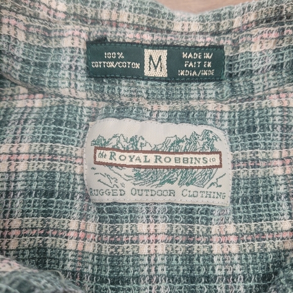 Royal Robbins green plaid short sleeve polo shirt size medium - Picture 6 of 8